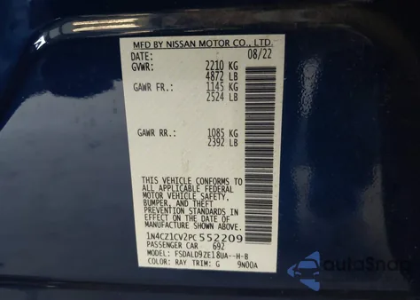 2023 Nissan Leaf Sv Plus 60 Kwh from USA, damaged, VIN 1N4CZ1CV2PC552209